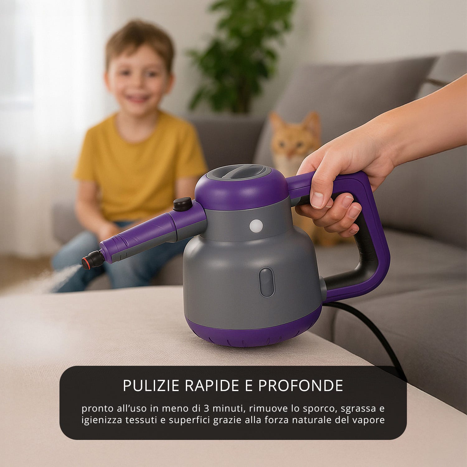 Pulitore a vapore portatile 1500 W grigio