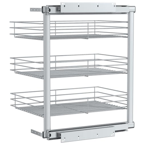 NNEVL 3-Tier Pull-out Kitchen Wire Basket Silver 47x35x56 cm