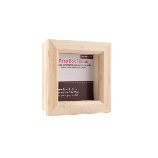 Natural Pine Deep Box Frame 7.5cm x 7.5cm