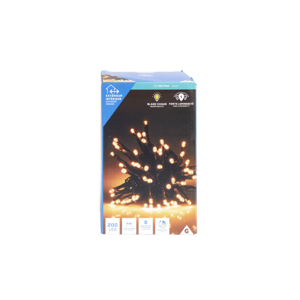 Guirlande lumineuse extérieur 200LED cluster blanc chaud 4m