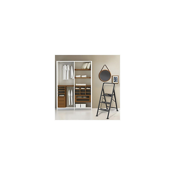 Escabeau 3 marches pliant antidérapant en AcierMax 150kg (62x42,5x108cm) Noir Mat MSV