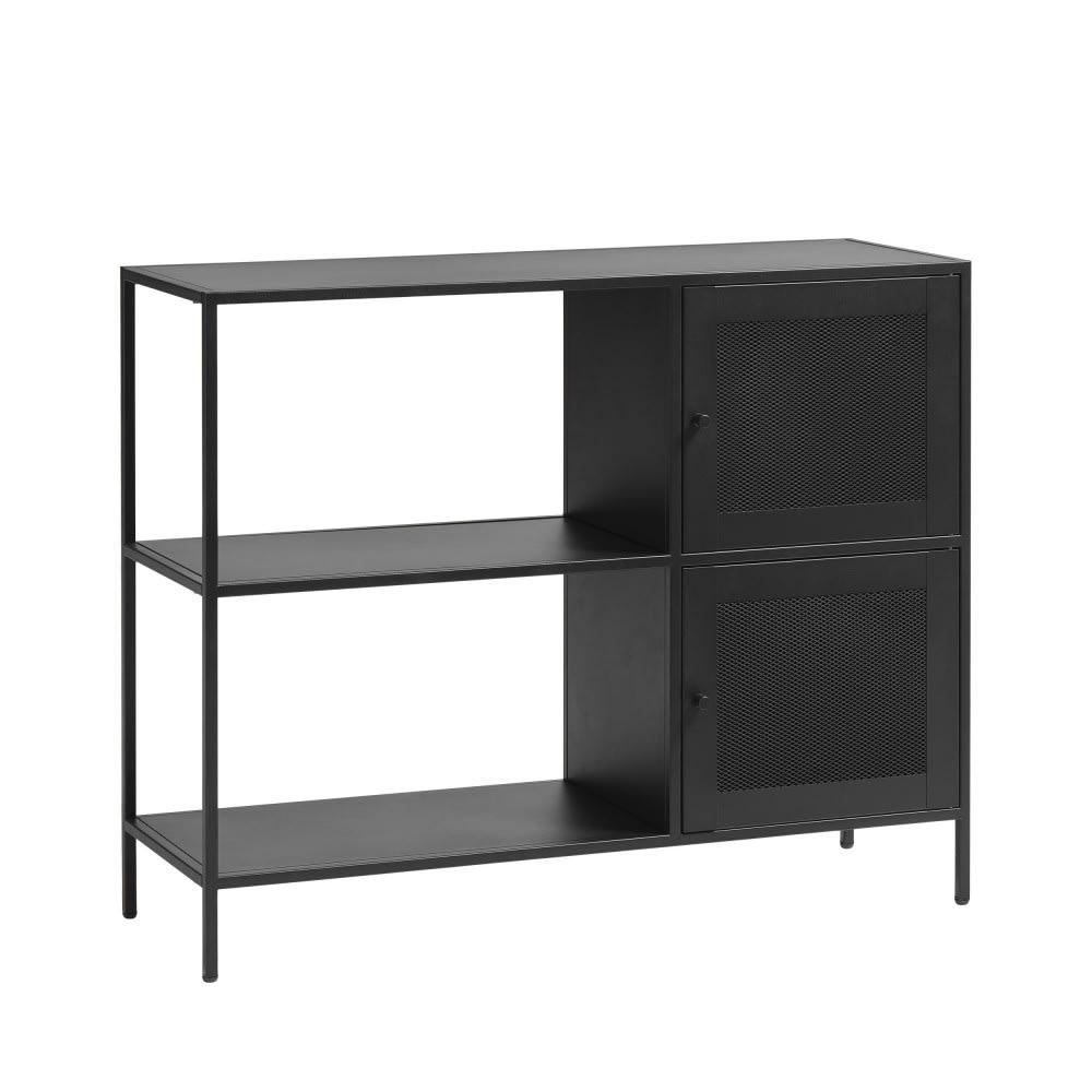 ABEL - Buffet 2 portes, 2 niches en métal L100cm noir
