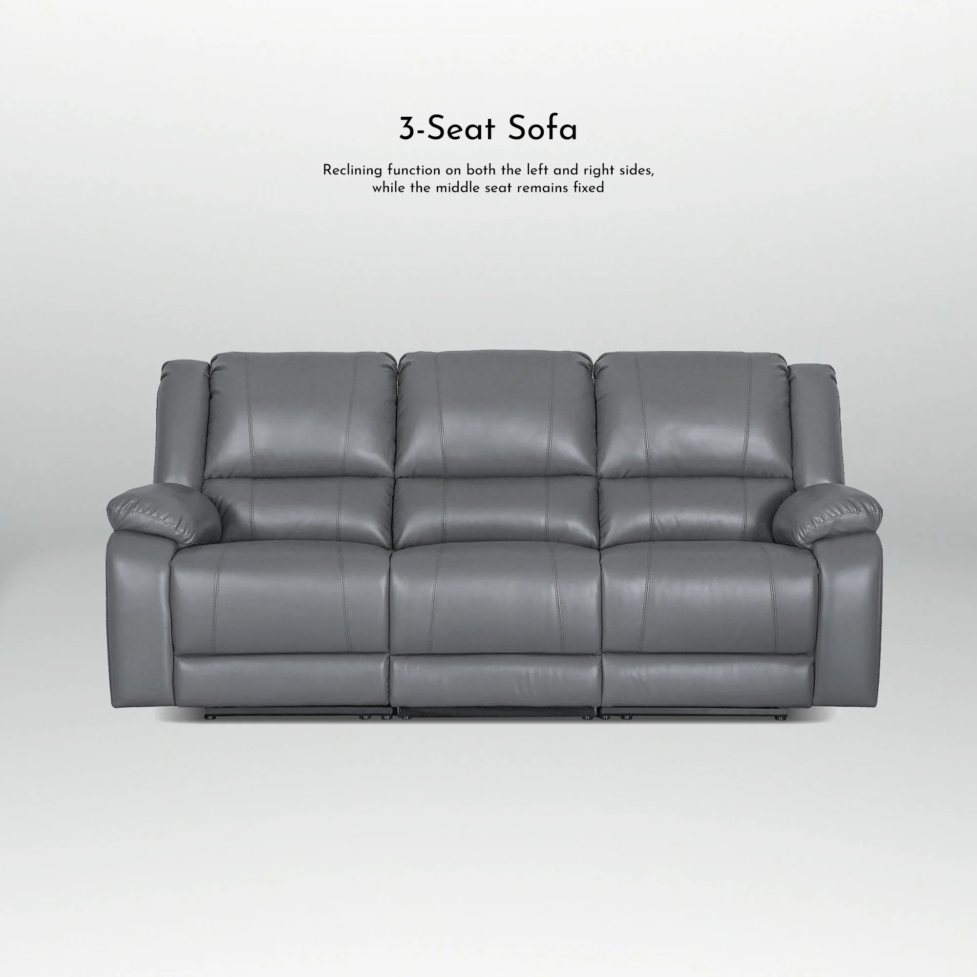 2-Piece Classic Faux Leather Manual Reclining Living Room Sofa Set with Console and Cup Holders