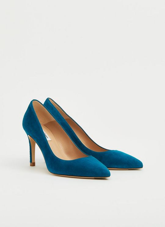 Floret Bright Teal Suede Pointed Toe Courts