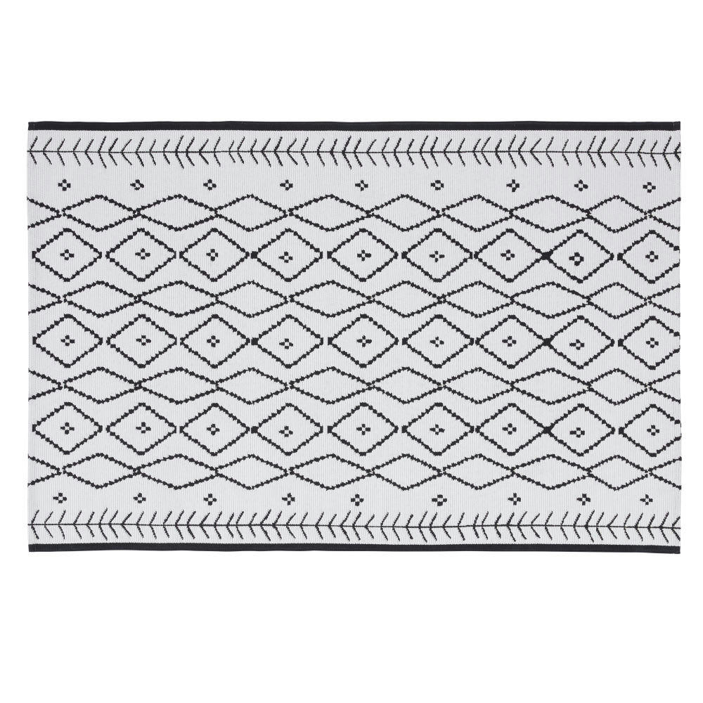 SKYE - Tapis en polypropylène motifs graphiques noirs et écrus 120x180