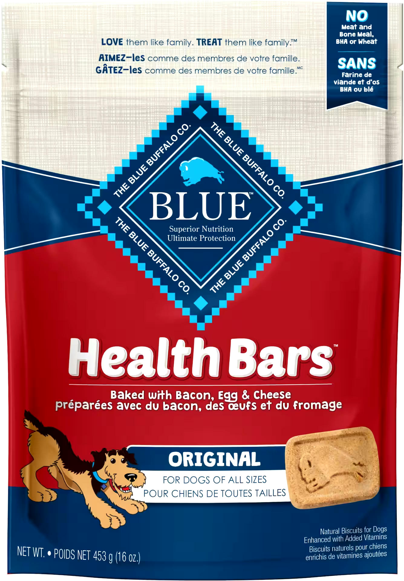 Blue Buffalo BLUE Health Bars Bacon, Egg & Cheese Dog Treats, 453-g