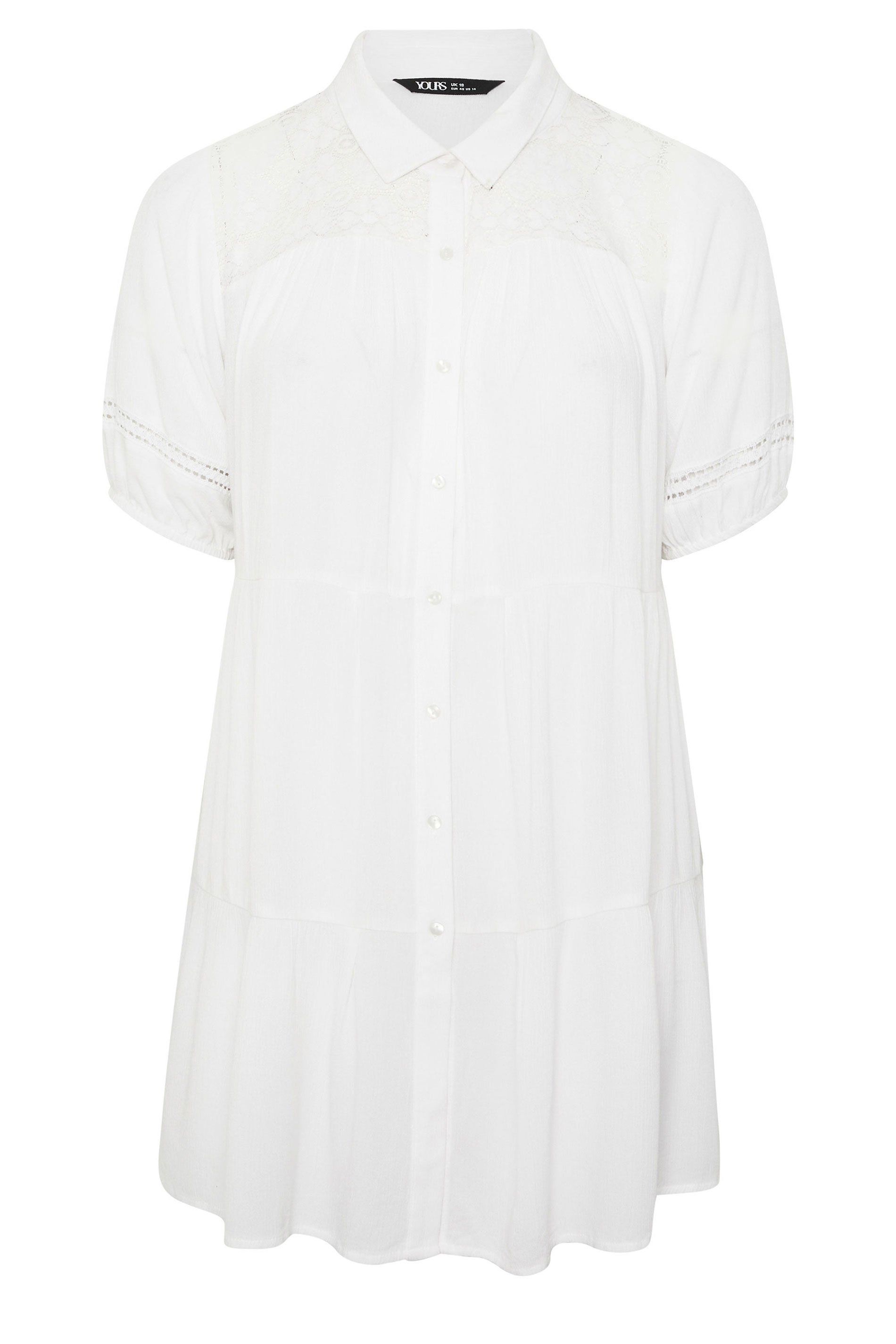 Yours Tiered Crochet Detailed Shirt