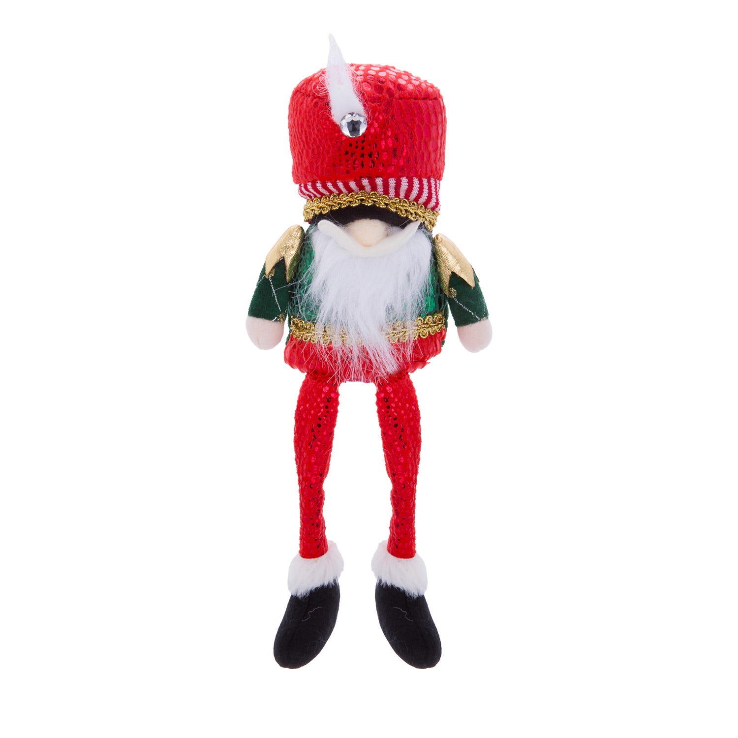 Gnomo Natale gambemolli 30 cm rosso verde