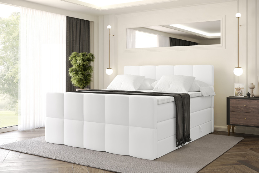 Łóżko kontynentalne z pojemnikiem i materacem H3|H4 LIRO-Z KING 120x200cm