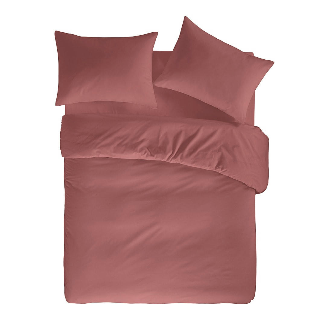 PURE HDC - Housse de couette en percale de coton 200x200 cm rose foncé
