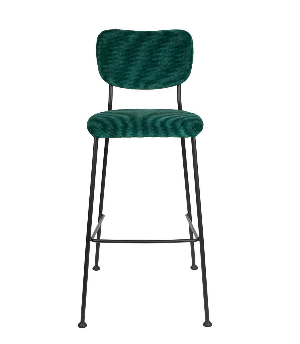 BENSON - Tabouret de bar rétro en velours vert