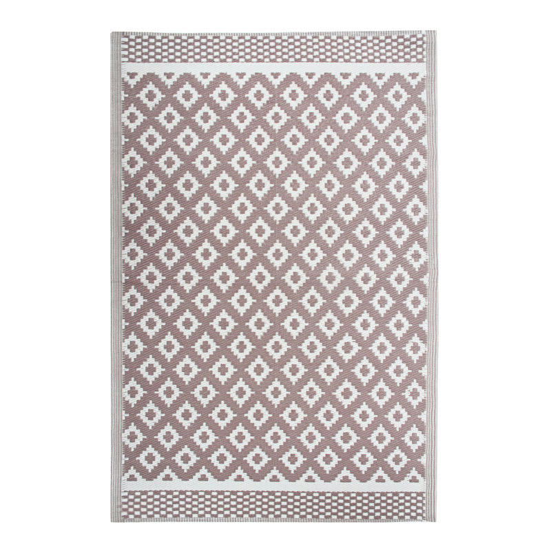NATOU - Tapis d'extérieur motifs géométriques moka rosé 120x180