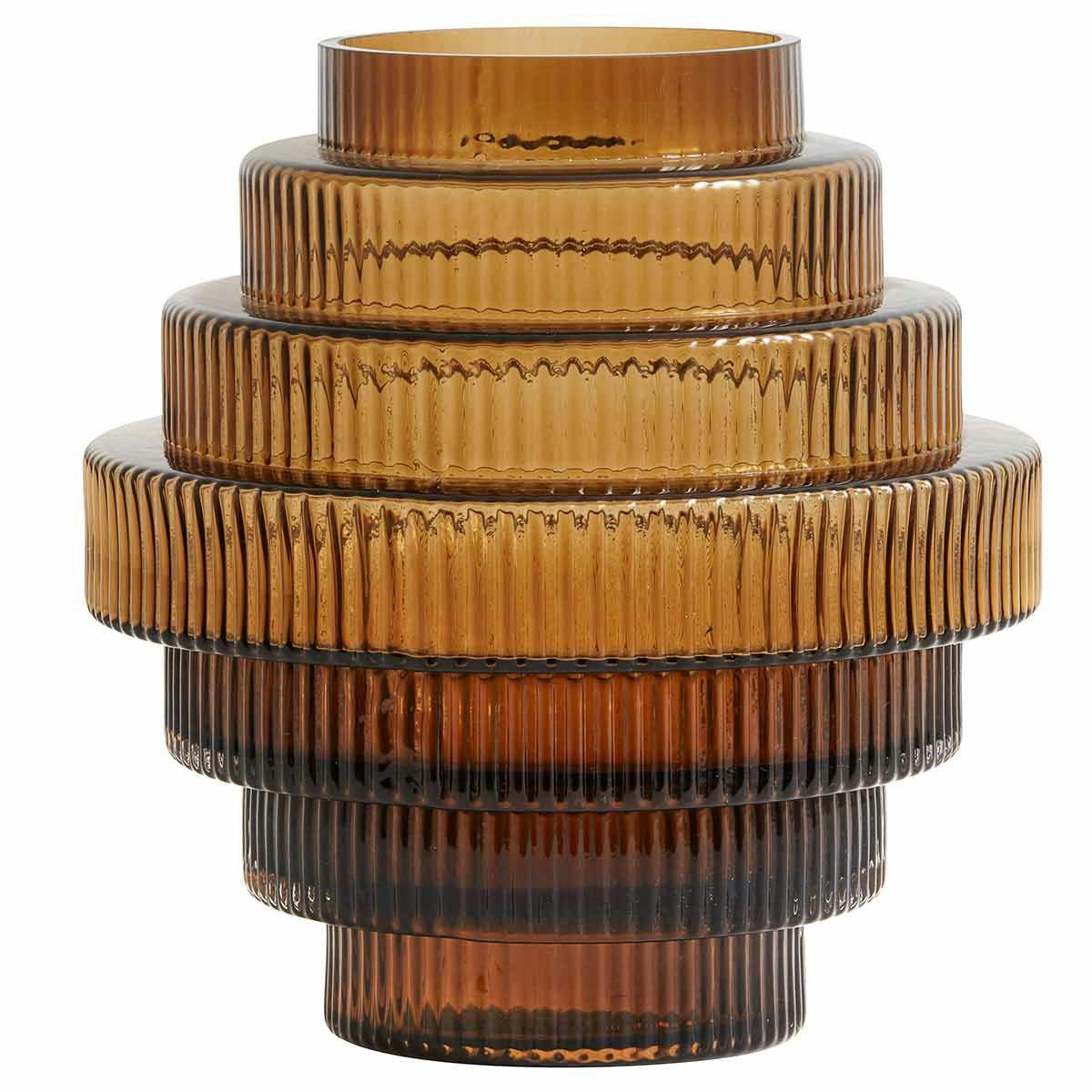 - Vase en verre ambré à relief - H24 cm