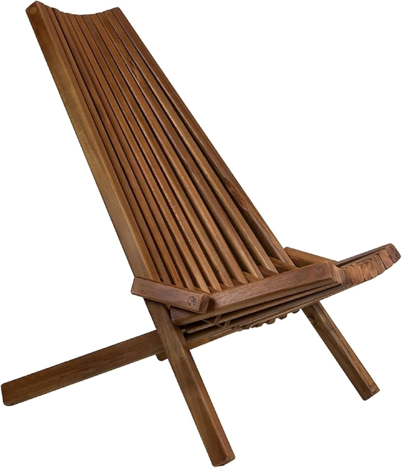 Melino Wooden Folding Tamarack Chairs, FSC Certified Acacia Low Profile Adirondack Chairs, Wood Folding Chair for Outdoor, Patio, Porch, Pool, Backyard, Garden, Balcony and Deck - Chestnut - Single