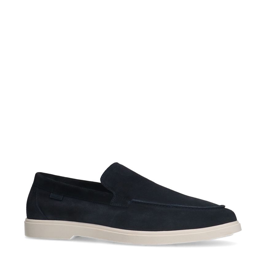 Manfield Donkerblauwe suède loafers