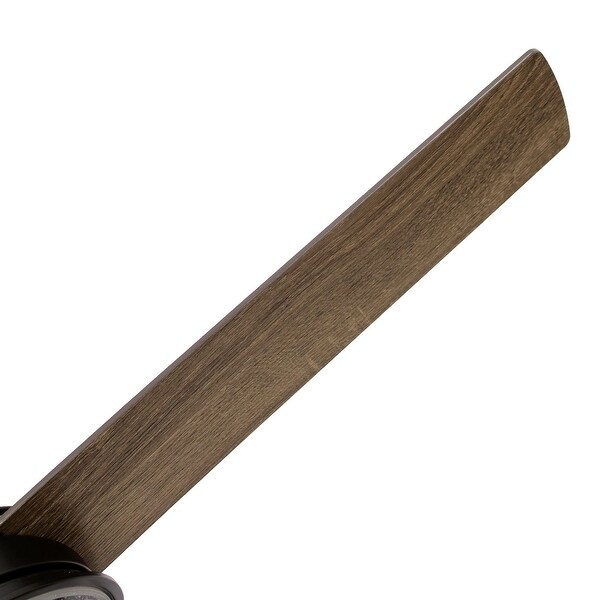 52" Industrial Wood 4-Blade Matte Black LED Ceiling Fan with Remote