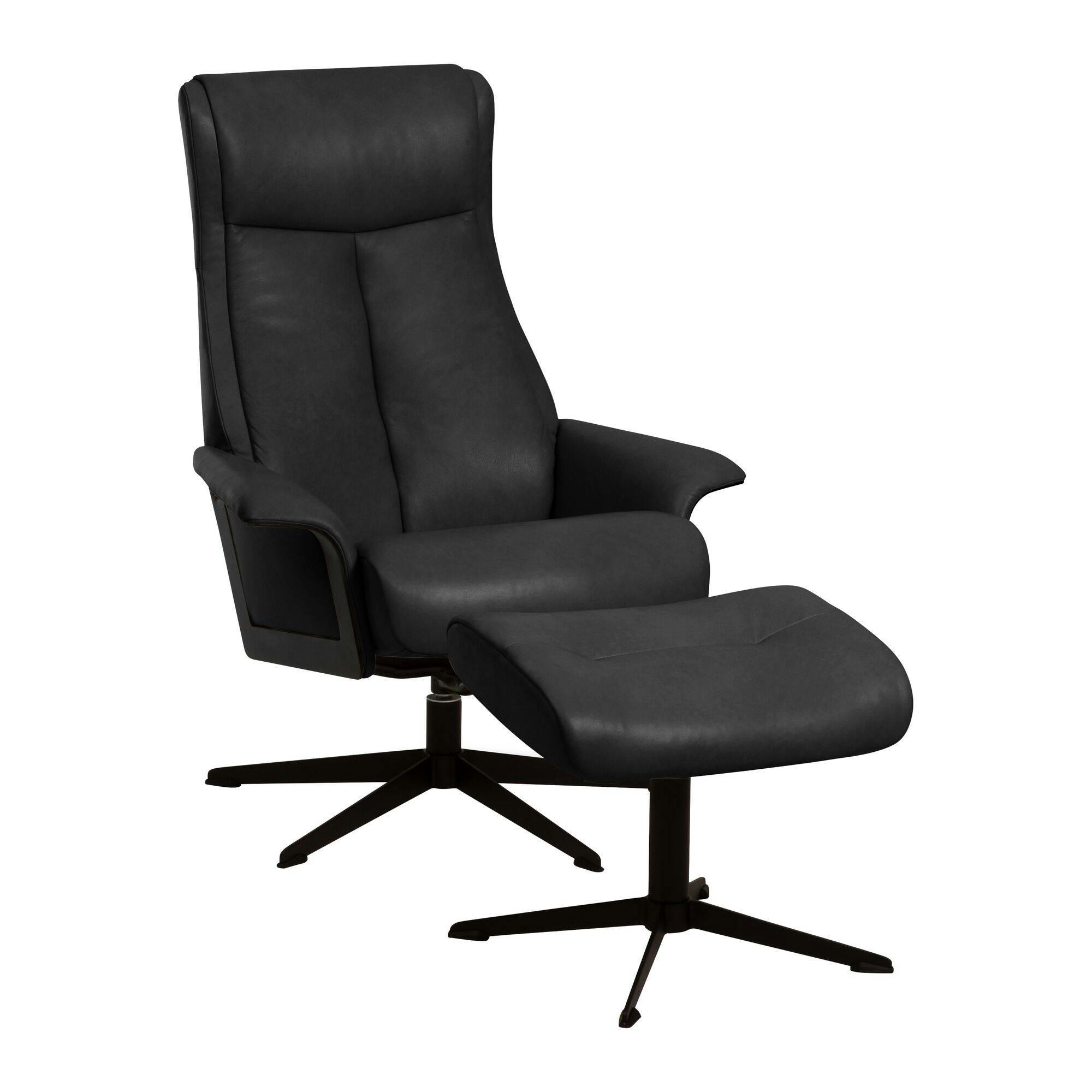 EVAN - Fauteuil de relaxation en cuir noir