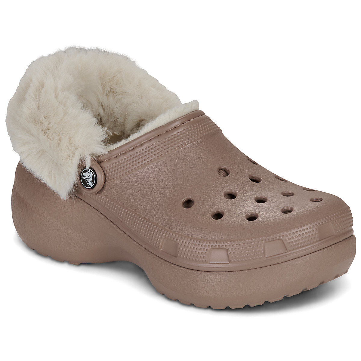 Crocs - Cls Platfm Lined Fuzz Strap Cg - Beige