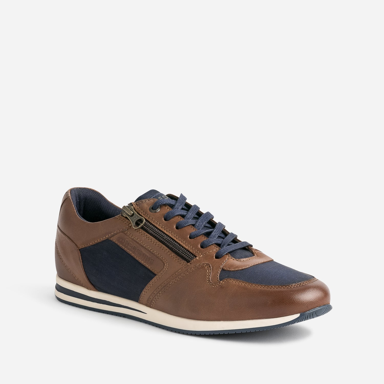 Tennis REDSKINS marron et marine en cuir et toile