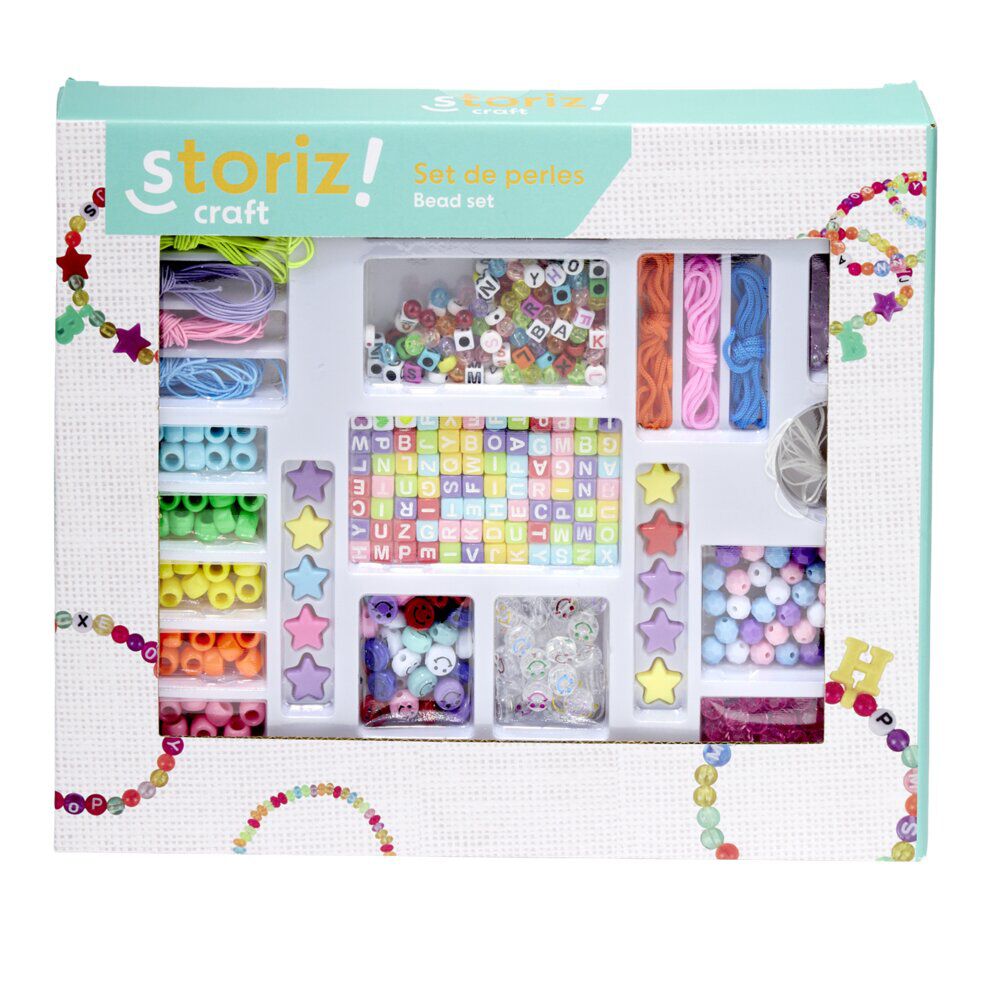 Set de perles enfant DIY avec fils création bijoux 18,5x22,5cm