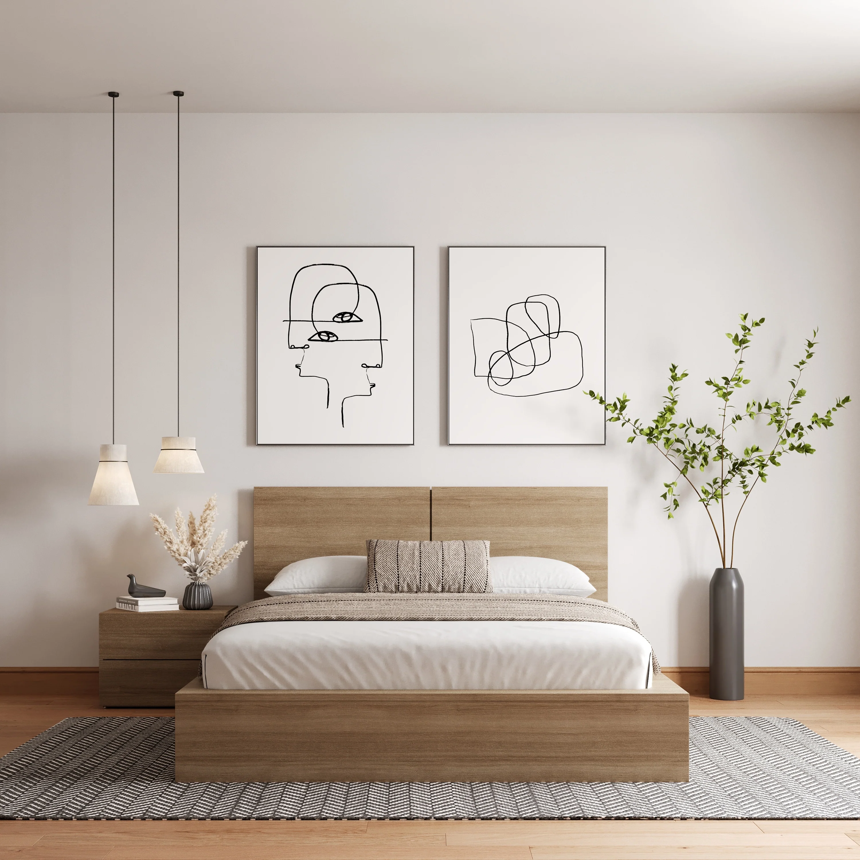 James 3-Piece Bedroom Set with Bed, Headboard, and Nightstand