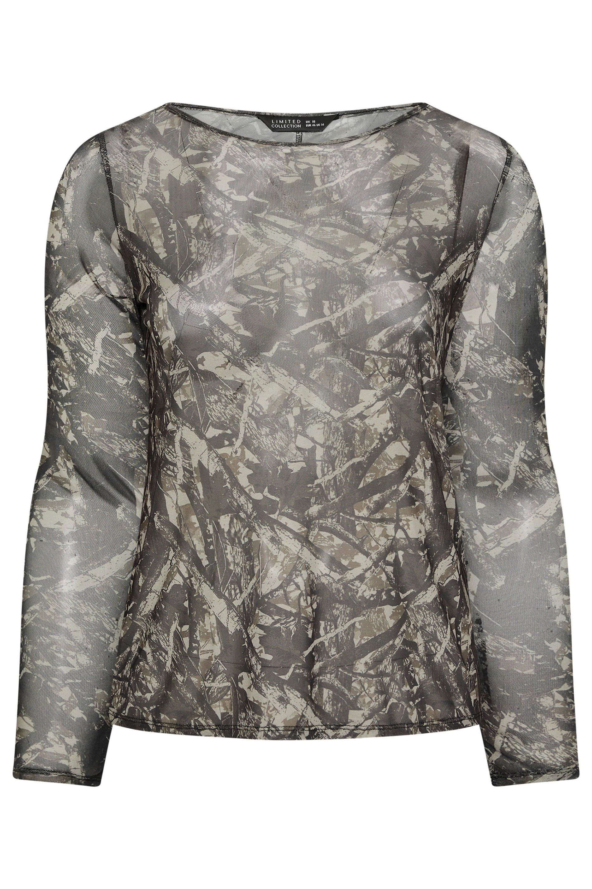 Yours Camo Mesh Top