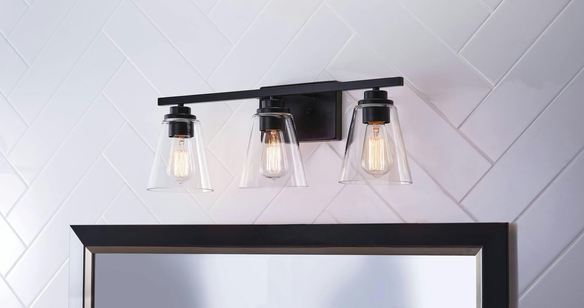 CANVAS 3-Light Vanity Light Fixture with Clear Glass Shade, Matte Black