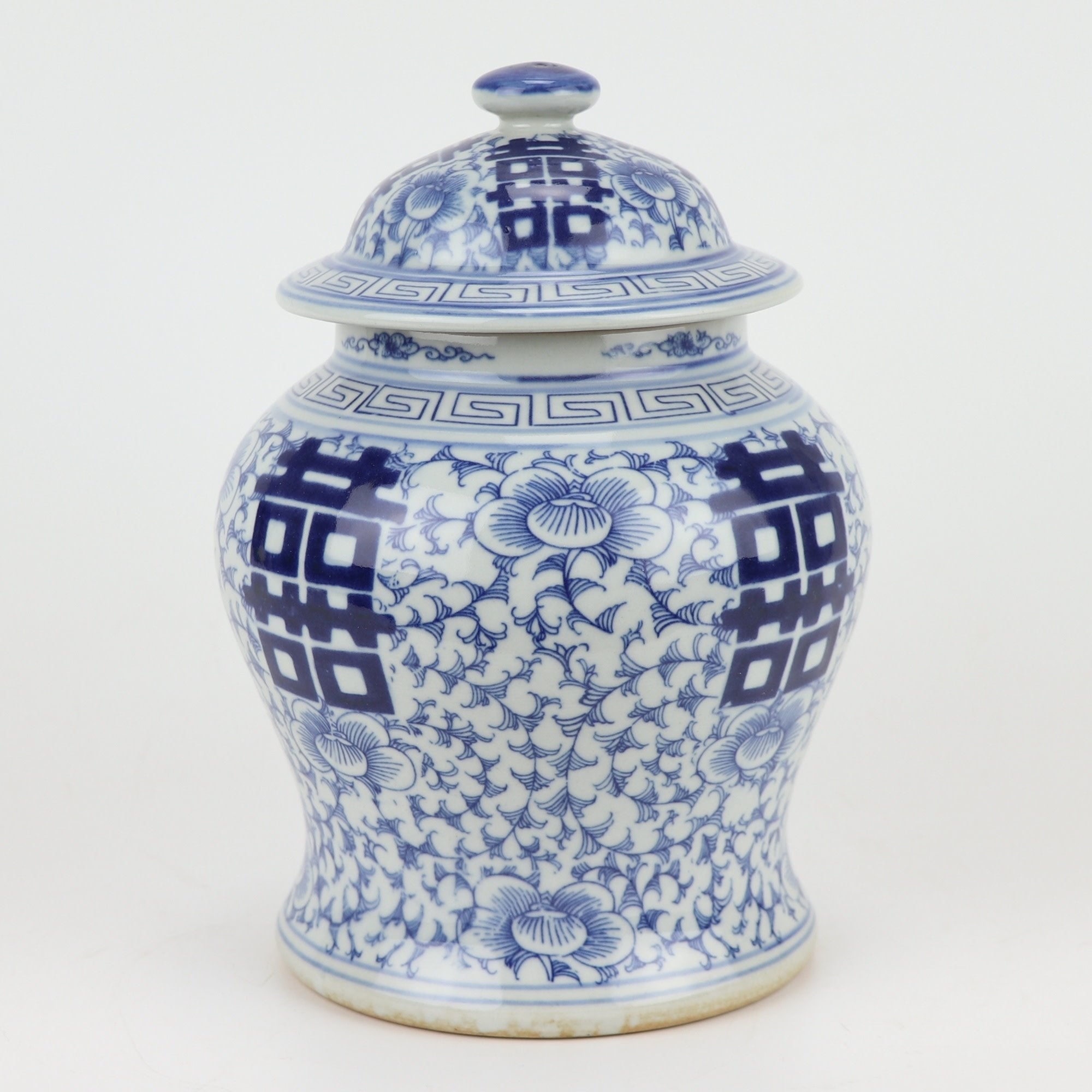 Fine Asianliving Chinese Gemberpot Blauw Wit Dubbele