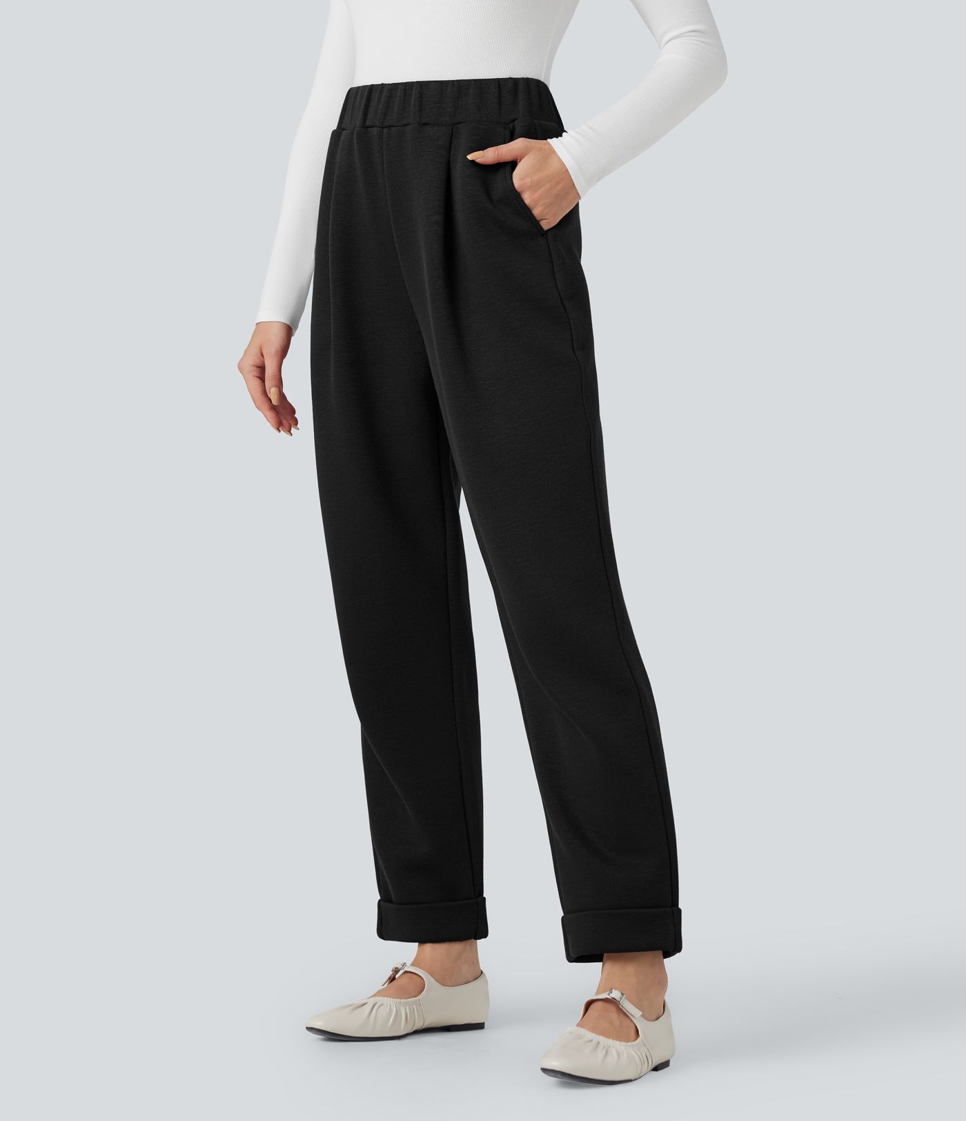 Pantalon décontracté SpacerTek™ taille haute, coupe fuselée avec poches