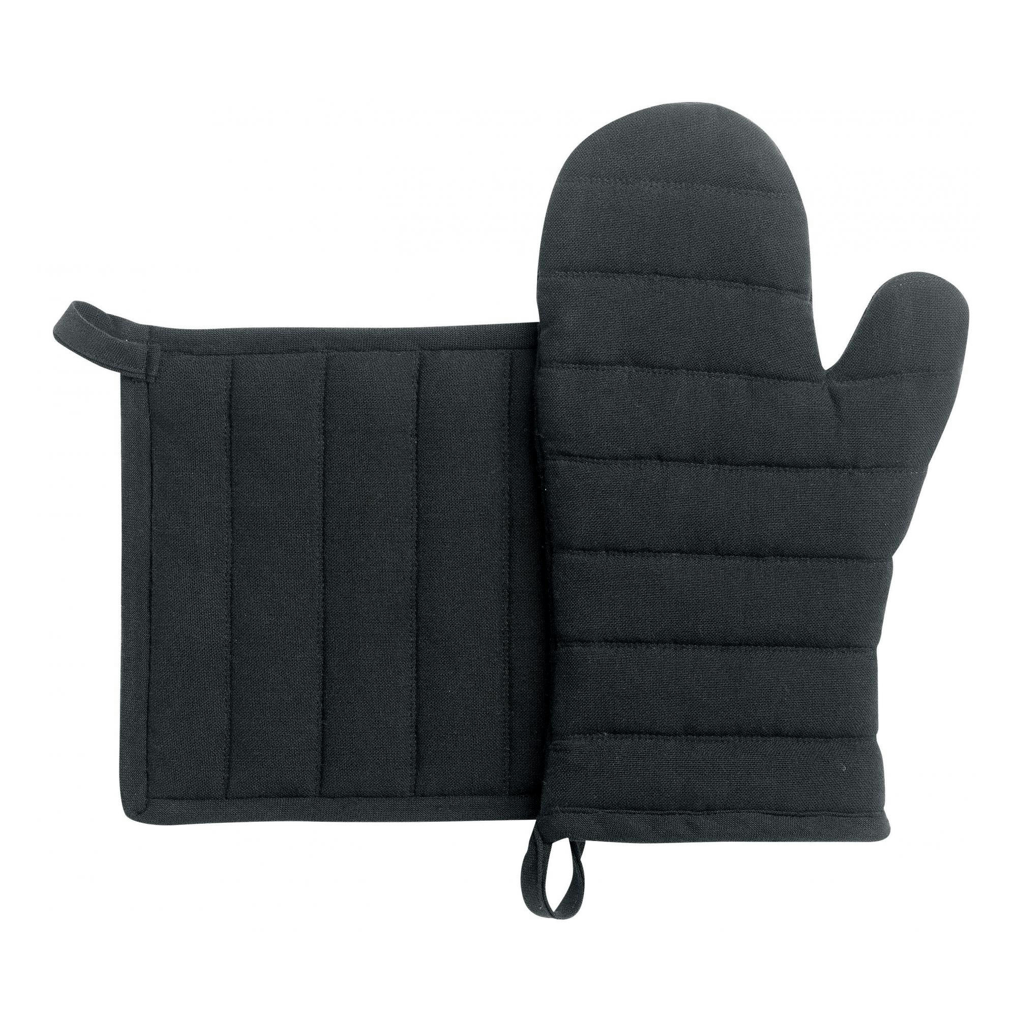 JONA - Lot gant/manique recyclé  en coton noir 15 x 30