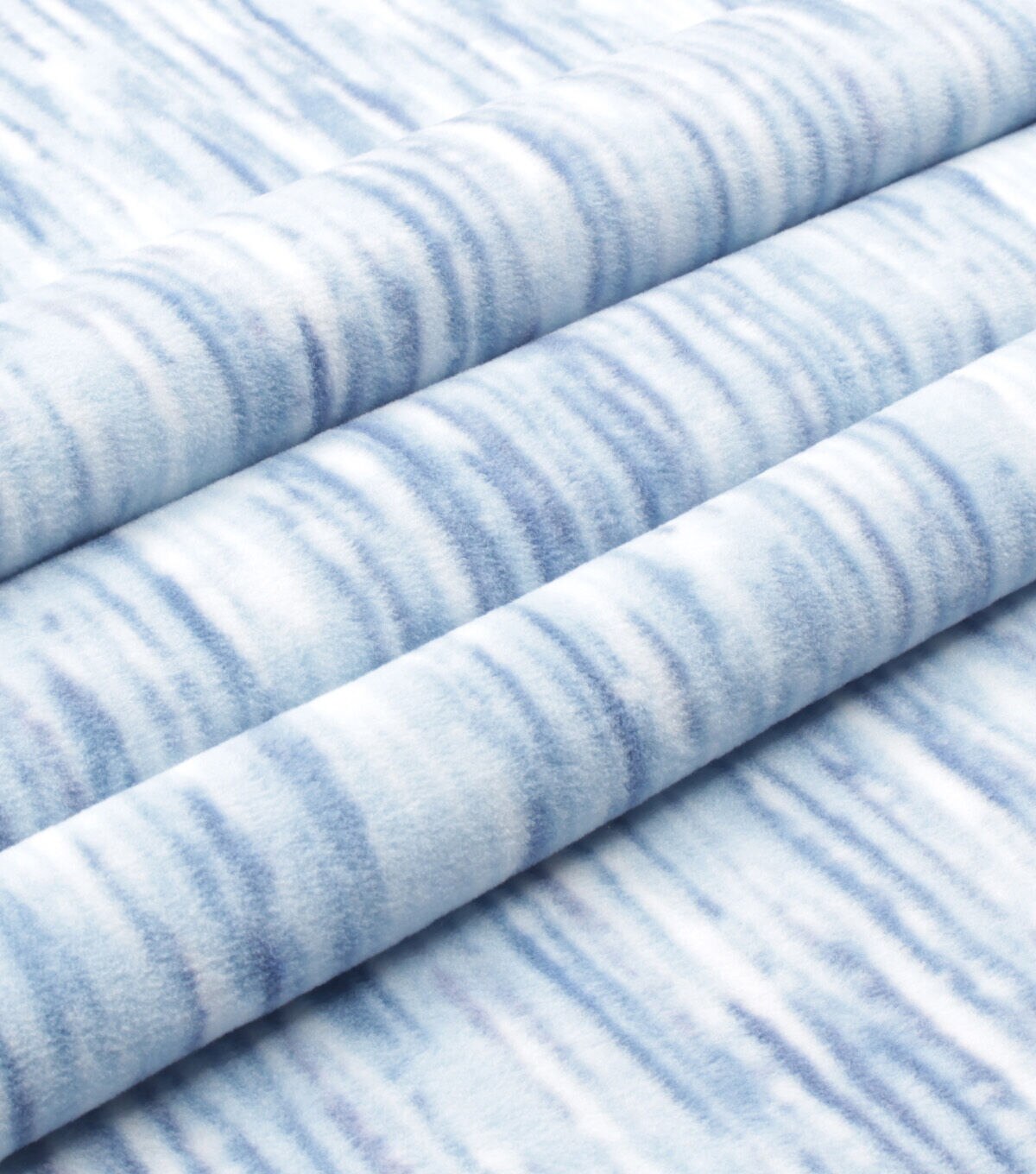 Blue Streaks on White Anti Pill Fleece Fabric