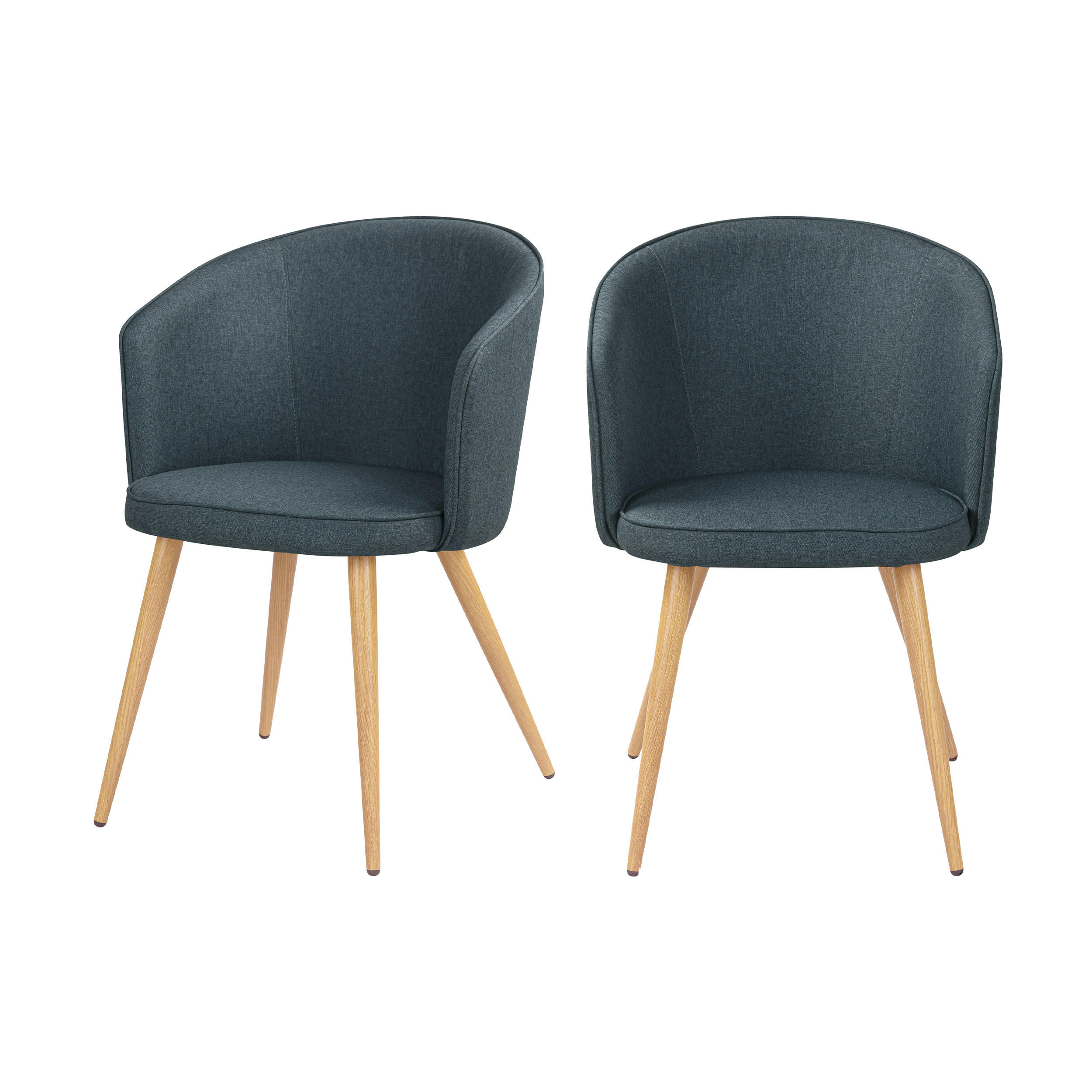 CHIARA - Chaise en tissu bleu gris et pieds en métal (lot de 2)