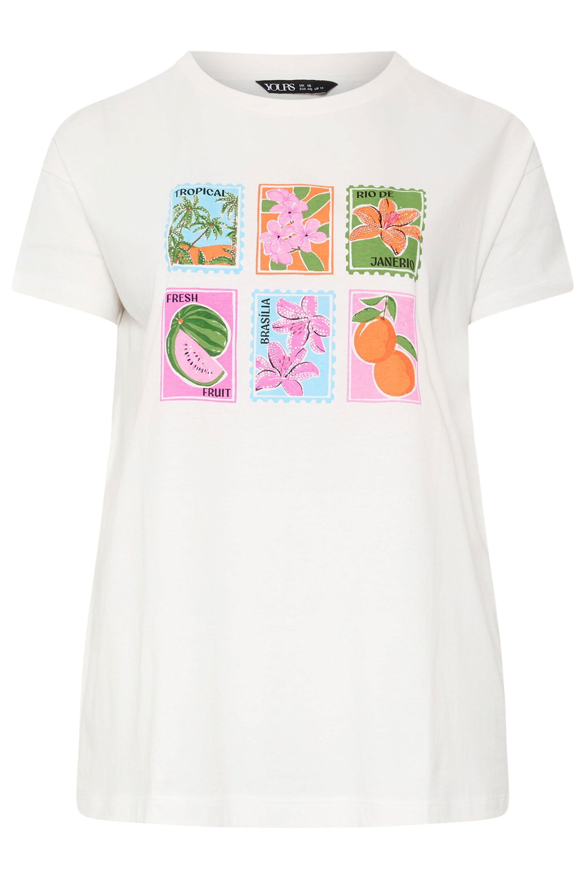 Yours Tropical Postcard Relaxed T-Shirt