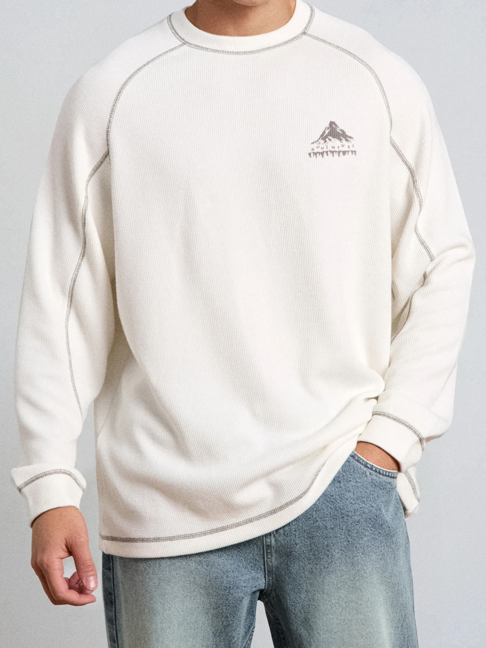 Prążkowana bluza crewneck