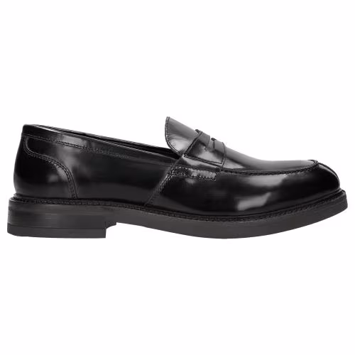 Czarne lakierowane mokasyny męskie typu penny loafers