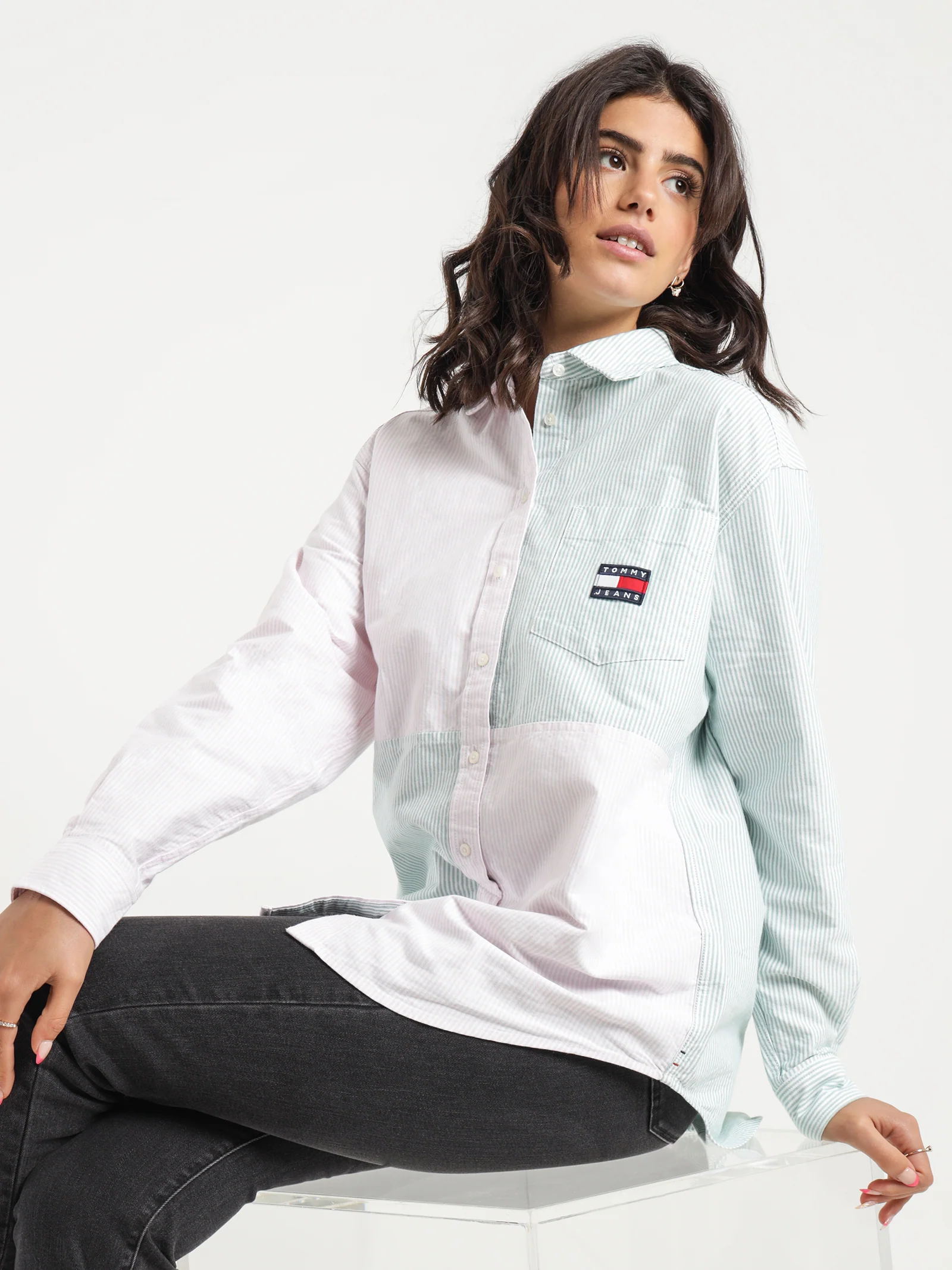Colourblock Stripe Boyfriend Shirt