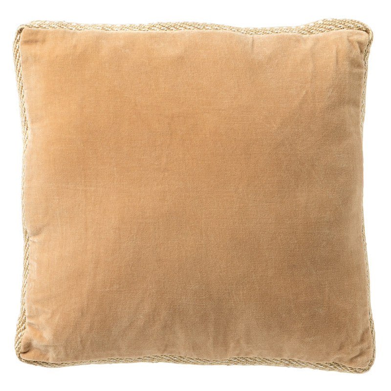 MANOE - kussenhoes 45x45 cm - effen kleur - jute rand - Semolina - beige
