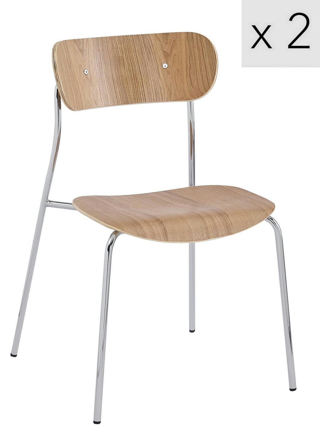 - Lot de 2 chaises industrielles en métal et bois de fresne