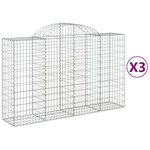 NNEVL Arched Gabion Baskets 3 pcs 200x50x120/140 cm Galvanised Iron
