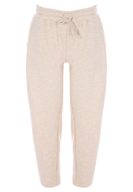 Womens Oatmeal Cotton Rich Barrel Joggers