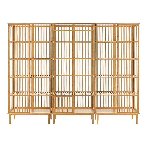 Ensemble de 1 portant Vemb et 2 étagères Trundholm bambou 185 x 240 x 45 cm naturel