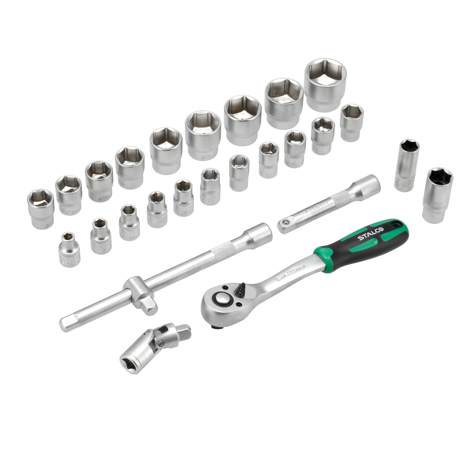 Zestaw kluczy nasadowych 1/2” 8-36mm 27elem. 72T CrV wkład EVA STALCO S026391272 STALCO S026391272