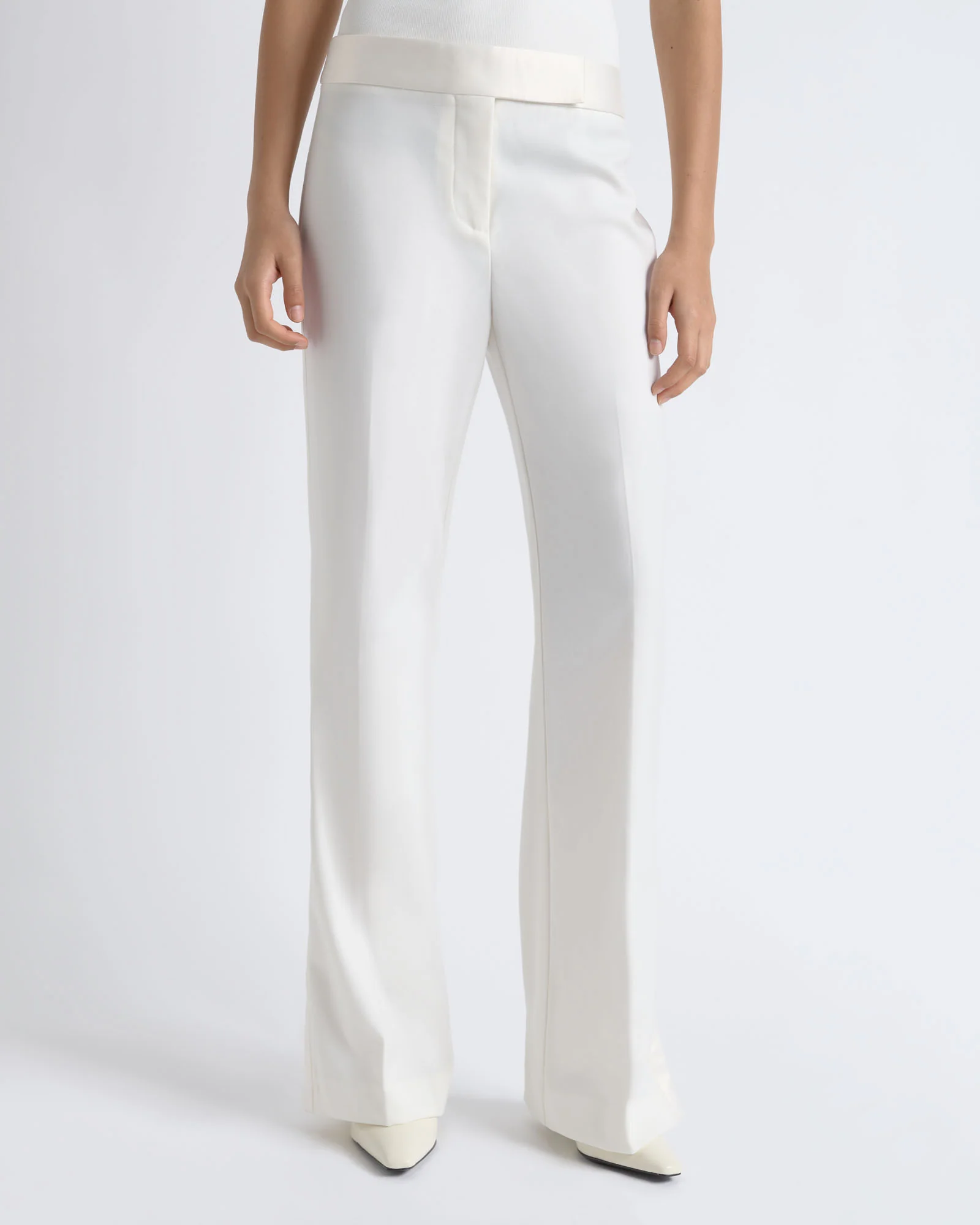 Satin Waistband Straight Leg Pant