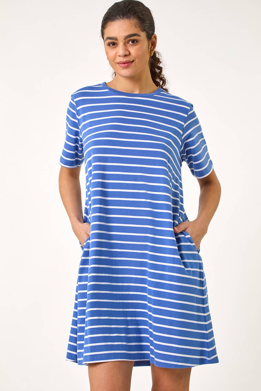 Roman Stripe Stretch T-Shirt Dress