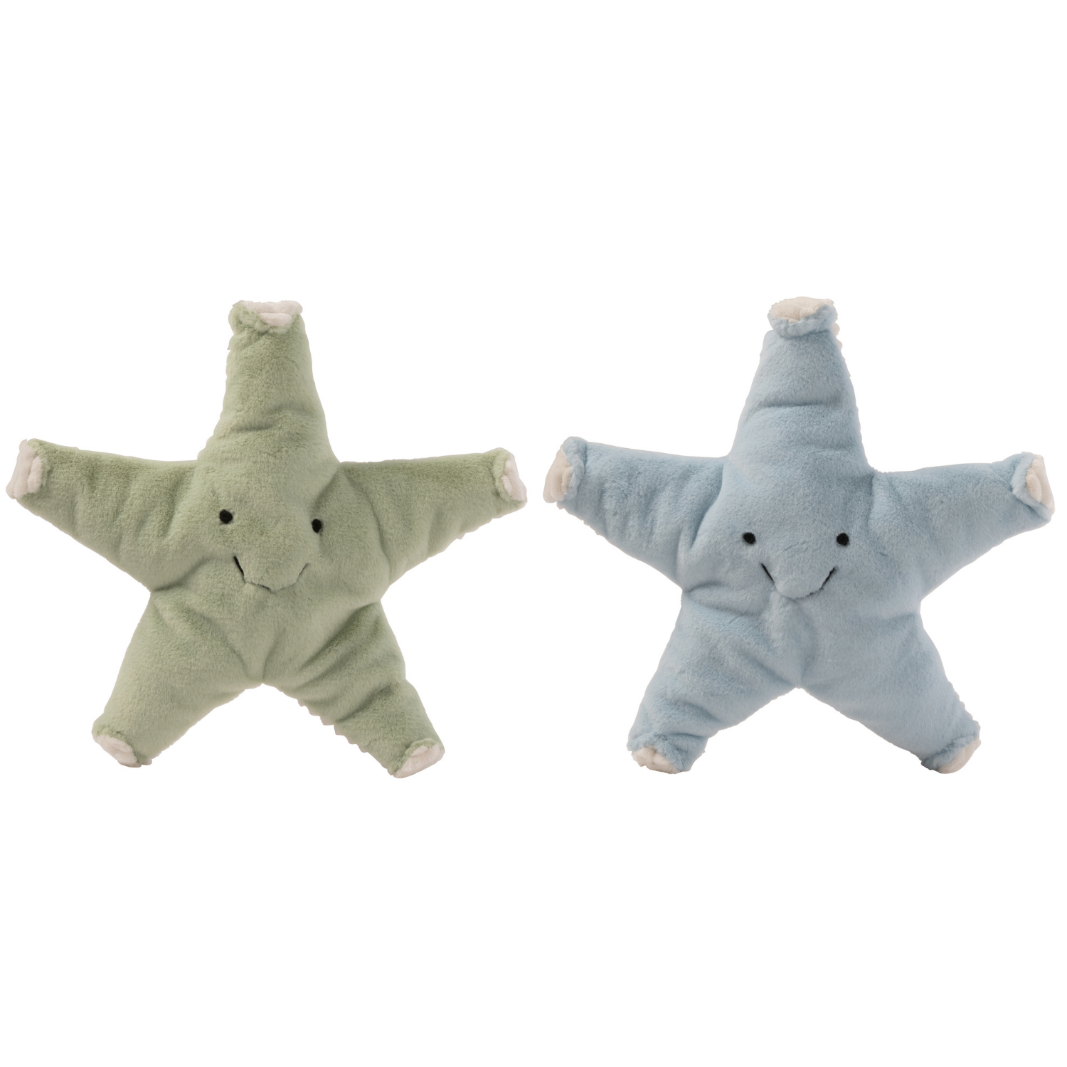 J-Line decoratie Zeester - polyester - muntblauw/groen - set van 2
