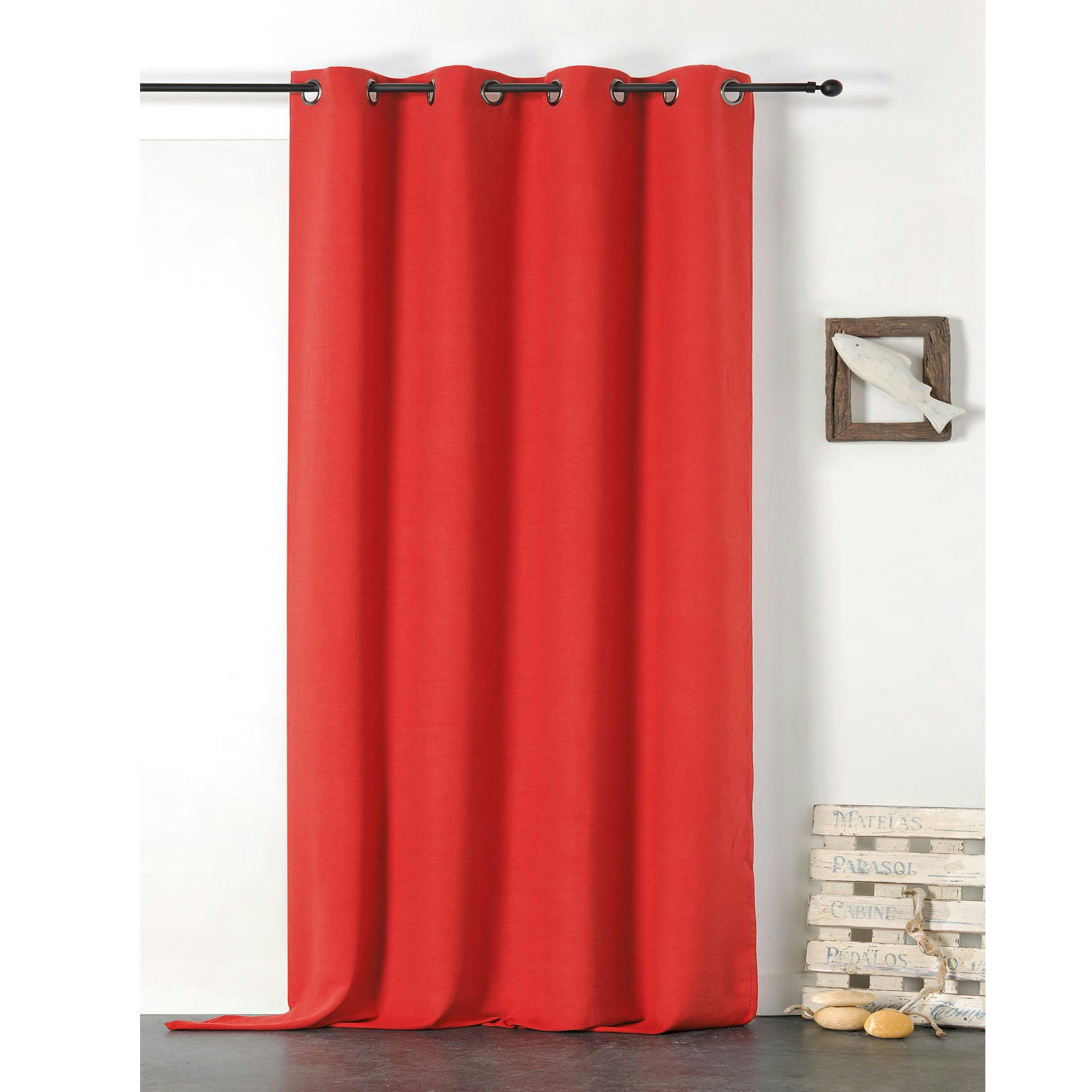 - Rideau en 100% lin libeccio rouge 135x255 cm
