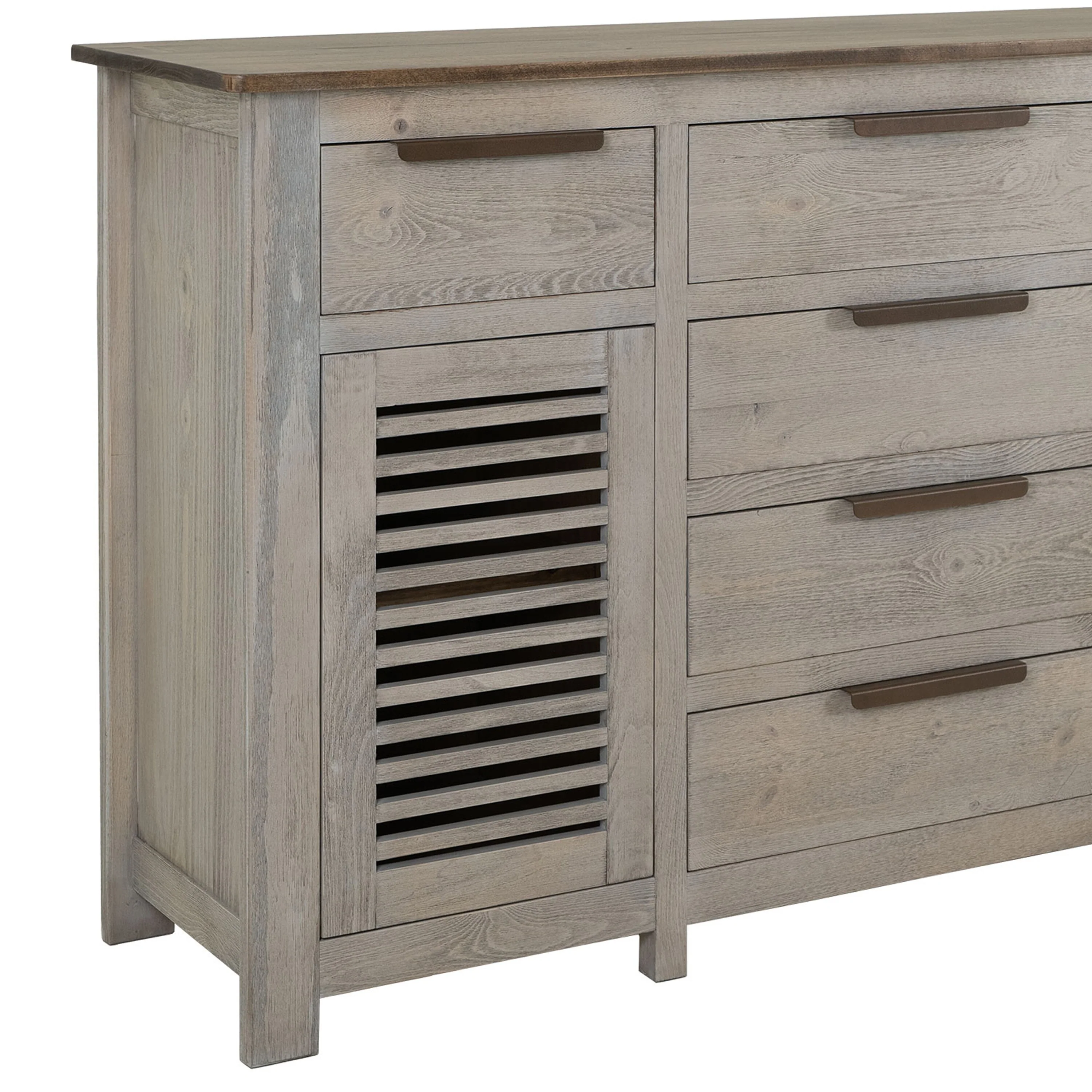 Boney Sideboard Buffet Console, 6 Drawers 2 Doors, Cream Brown 69 Inch