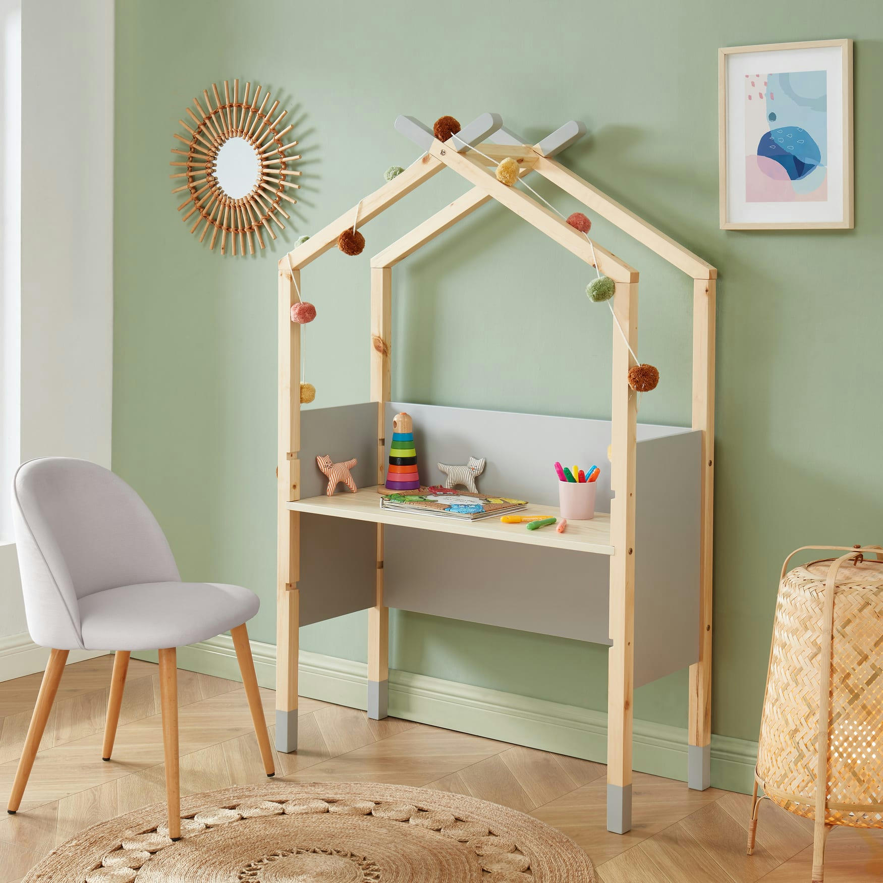 TINY - Bureau enfant tipi   gris  évolutif