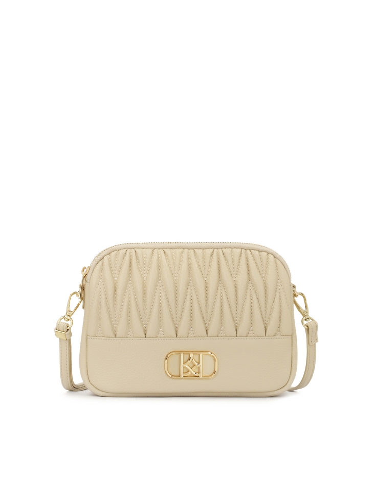Beige handbag with striking monogram KAZAR