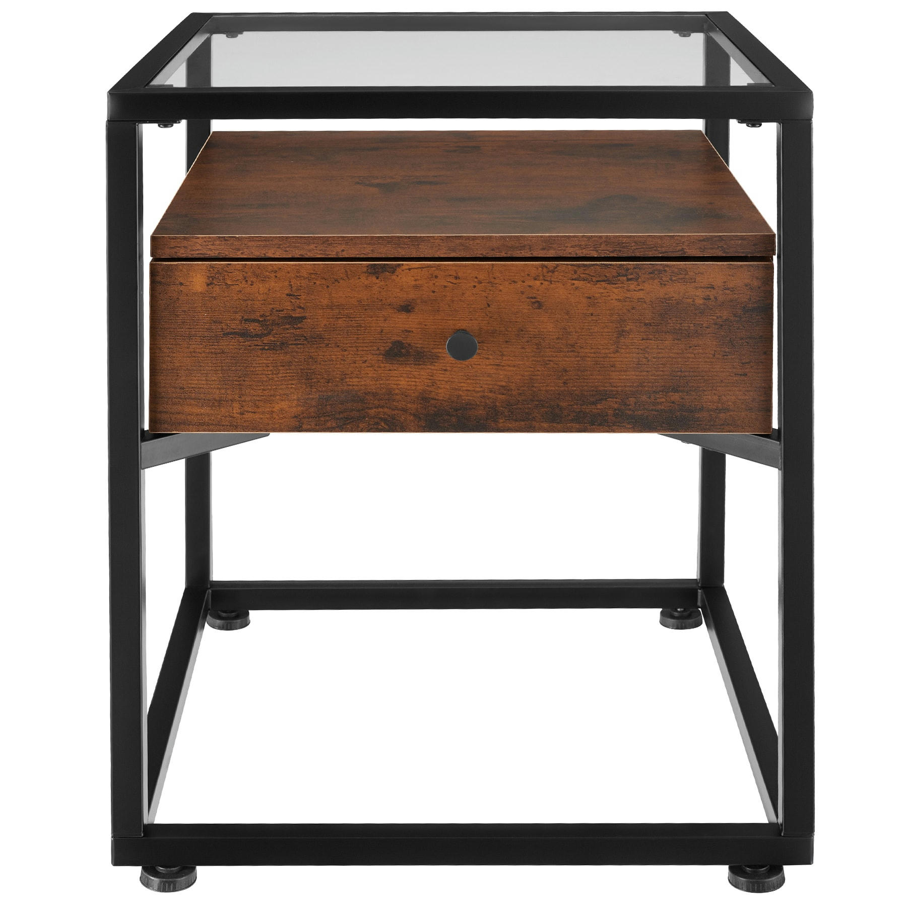 TT - Table de chevet Style industriel Bois foncé industriel, rustique